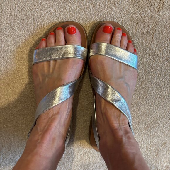 Silver Strappy Sandals - Picture 1 of 3